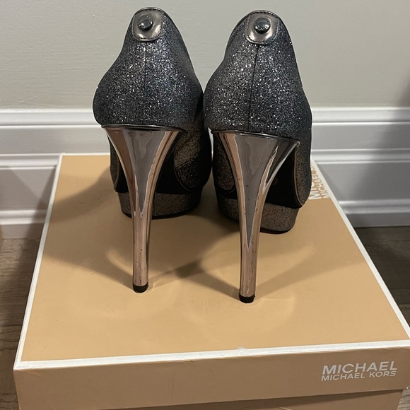 Michael Kor Gun Metal Sparkle High Heels - Picture 2 of 4